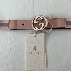 NWT GUCCI Girls Pink and Grey Elastic Web Belt